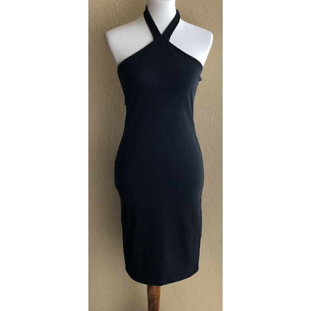 Free Press Womens Black Stretch Halter Tie Neck Dress Dress Size M - Picture 2 of 11
